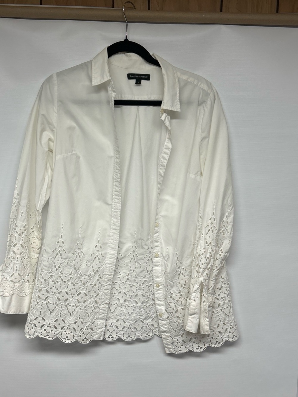 Banana Republic White Shirt with Black Trim Collar